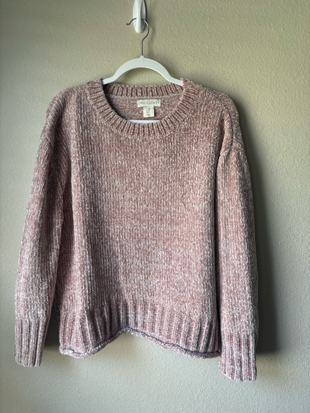 Cynthia Rowley Plush Chenille Crewneck Sweater in Blush Pink Size Medium